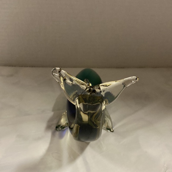 Art Glass Dolphin Tail in Air Amber Color Blue and Green Figurine Paperweight - Picture 5 of 8